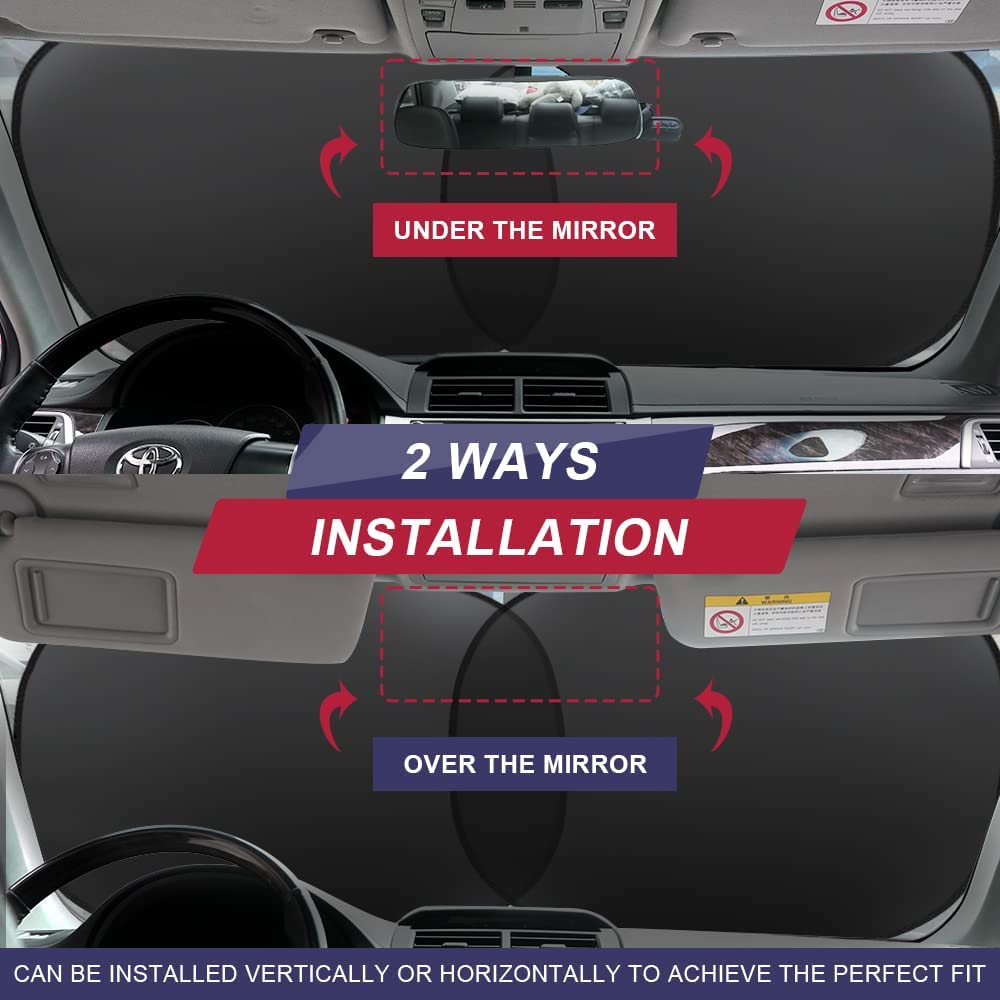 2 piece Car Windshield Sun Shade Foldable Front Windshield Shade Auto Sun Heat And UV Rays Blocker