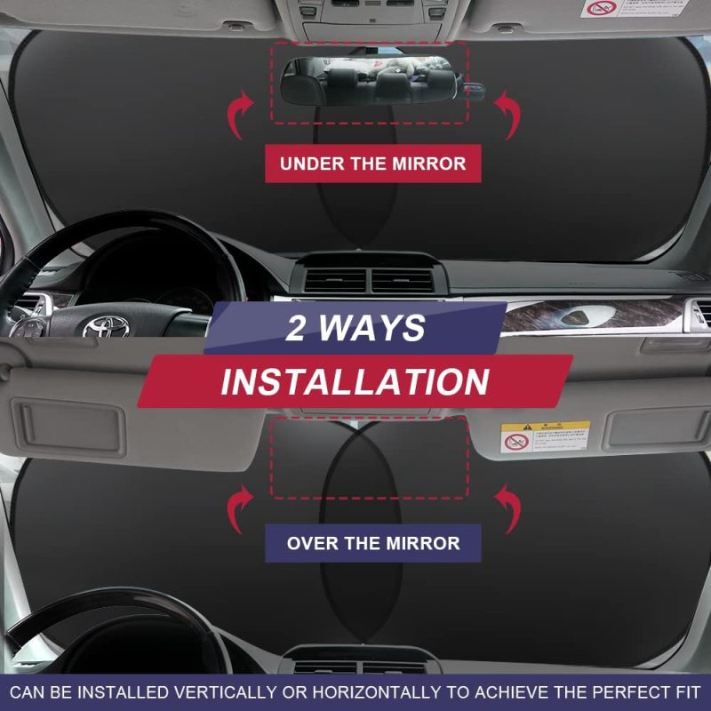 2 piece Car Windshield Sun Shade Foldable Front Windshield Shade Auto Sun Heat And UV Rays Blocker