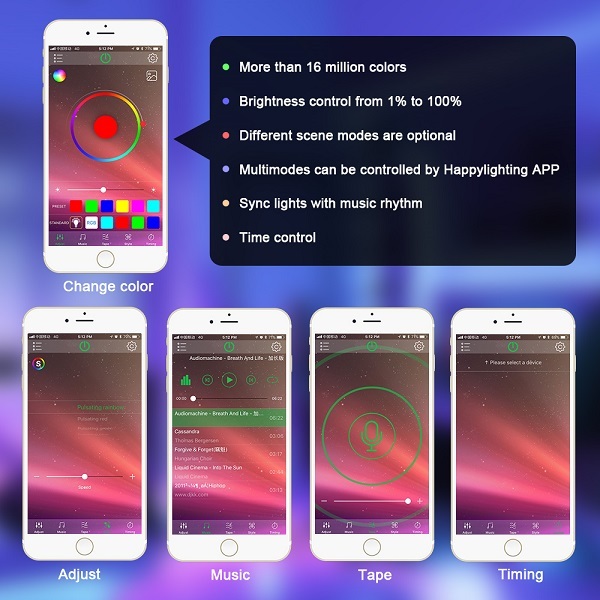 Able 5050 RGB 12V 30SMD/M 5 Meters IP20 IP65 Wifi Smart Led Strip Light Smart RGB Led Strip
