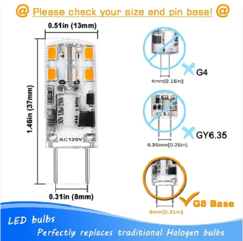 Able 120V 16SMD 2835 1.8W 150Lm Dimmable Led G8 Bulb