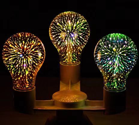 Able Decorative Party Holiday Bulb E27 ST64 A60 G95 3W Fairy Multicolor Light Bulb Colorful 3D Fireworks Decoration Bulbs