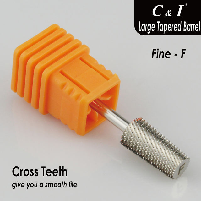 C & I Nail Drill Bit, Tapered Barrel, Flat Top, Large Edition, Replacement Nail File Head for Electric Nail Drill Machine
