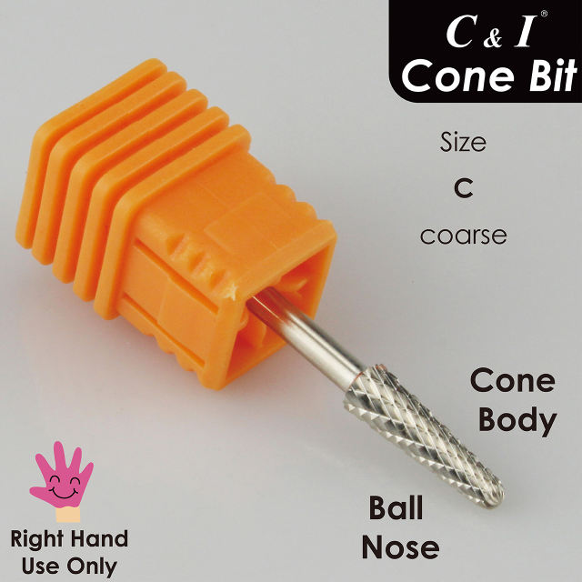 C & I Nail Drill Bit, Cone Bit, Rounded Top, Professional E File Replacement for Electric Nail Drill Machine, Nail Tool to Quick Remove Nail Gels & Dip Powder