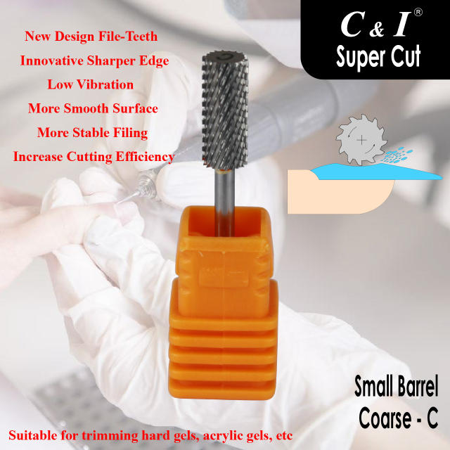 C & I Nail Drill Bit, Small Barrel, Super Cut Edition, Professional E File for Electric Nail Drill Machine, Good to Remove Super-Hard Nail Gels