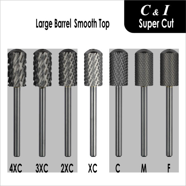 C & I Nail Drill Bit, Super Cut Edition, Large Barrel Smooth Top, Professional E File for Electric Nail Drill Machine, Good to Remove Super-Hard Nail Gels