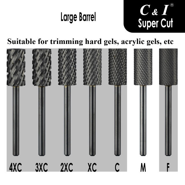 C & I Nail Drill Bit, Super Cut Edition – Upgrade File Teeth, Large Barrel, Professional E File for Electric Nail Drill Machine, Good to Remove Super-Hard Nail Gels