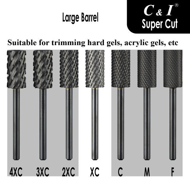 C & I Nail Drill Bit, Super Cut Edition – Upgrade File Teeth, Large Barrel, Professional E File for Electric Nail Drill Machine, Good to Remove Super-Hard Nail Gels