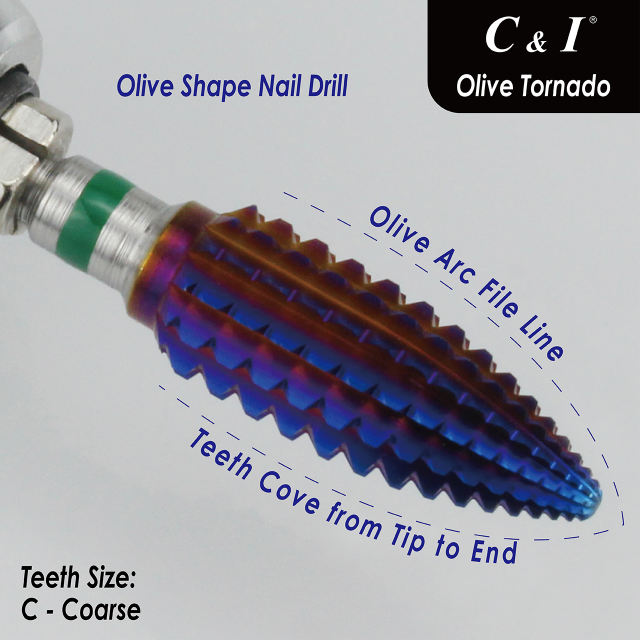 Olive Tornado Nail Drills, Purple Cotated