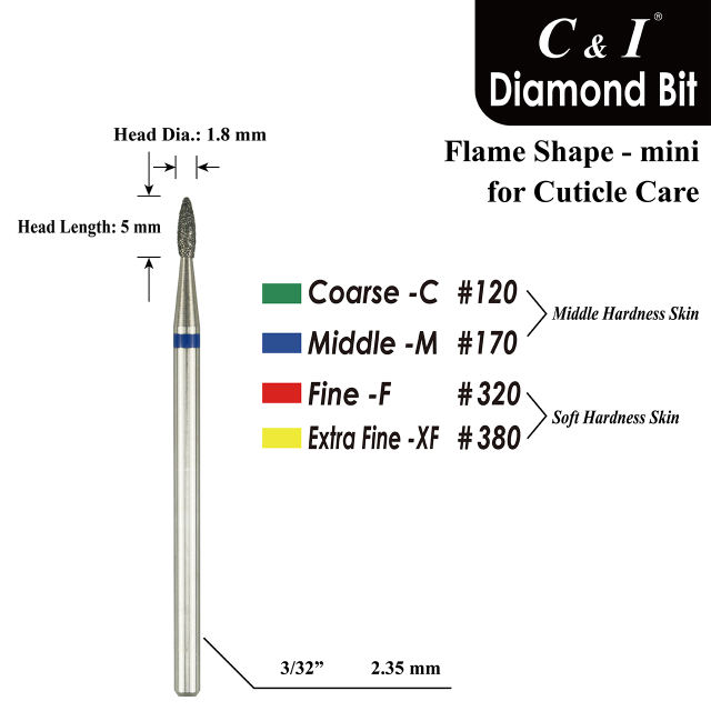 Diamond Nail Drill Flame Shape