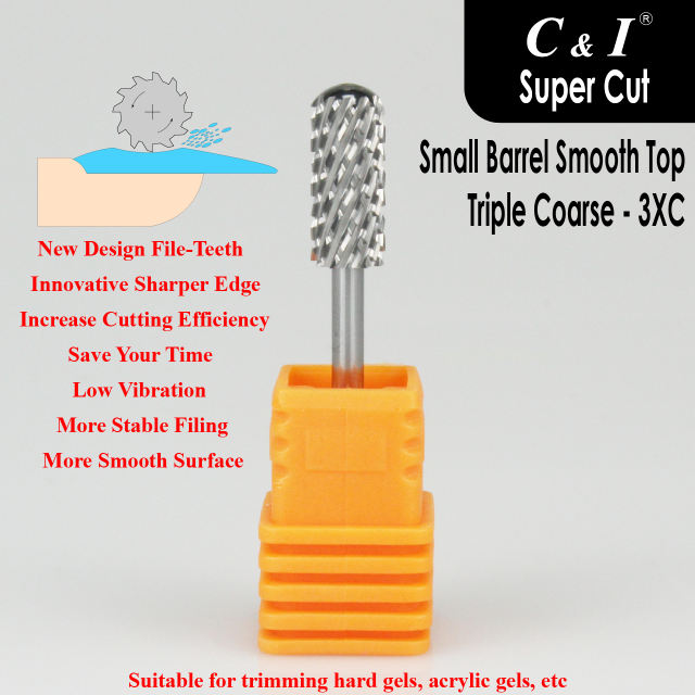 C & I Nail Drill Bit Super Cut Edition –Small Barrel Smooth Top, E-File for Electric Manicure Drill Machine