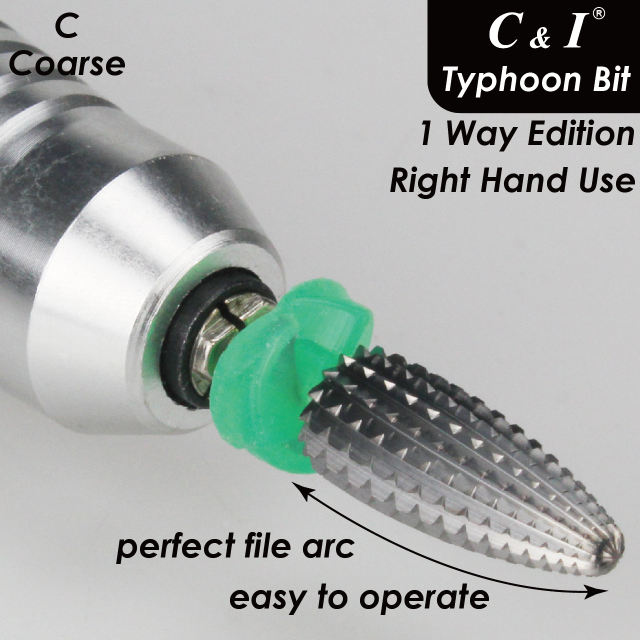 C & I Nail Drill Typhoon Style Efile for Electric File Machine, 1 Way Sharp File-Teeth for Acrylic Gel Nails Remove, Manicure Tools for Nail Techs Use, Right Hand Use Only