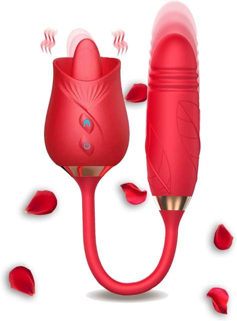 Rose Toy for Women Licking Clitoral Stimulation G-Spot Vibrator with Multiple Modes for Quick Orgasm Rose Sex Toys for Female Adult Couple Red MTH07191