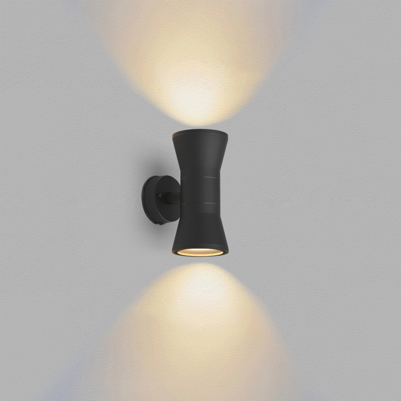 Outdoor 2XGU10 18CM BLACK Contemporary Up/Down Wall Light AS-WL-BL43-Asiatronics Set Lighting