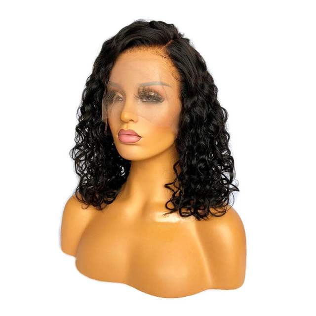 SHORT KINKY CURLY 13*4 BOB WIGS WITH BOUNCY CURLS 100% HUMAN HAIR