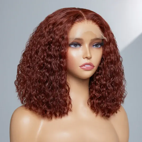 Reddish Brown Glueless Closure Lace Curly Wig | Pre-plucked