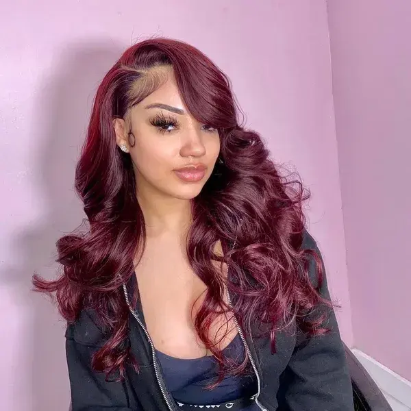 Customized 99J Burgundy Body Wave 13x4 Human Hair Lace Front Wigs