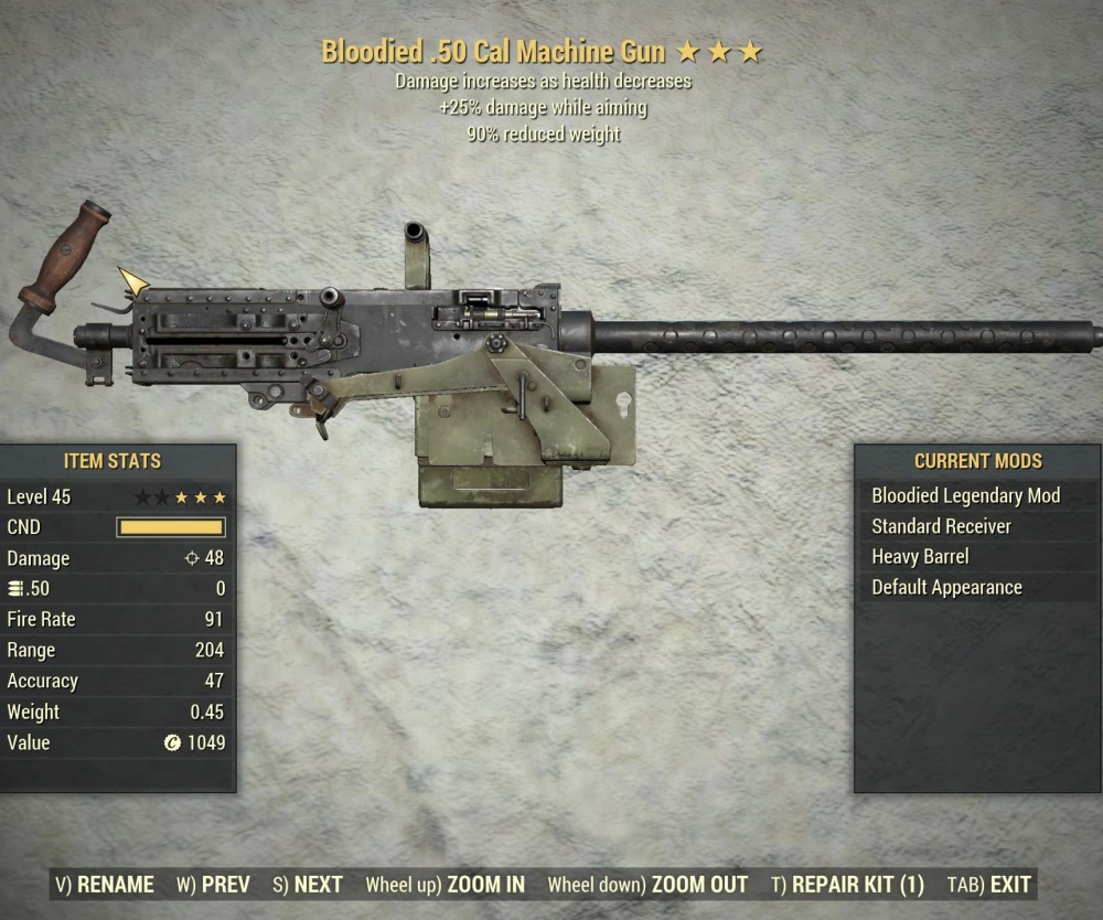 [Fallout76] Bloodied .50 Cal Machine Gun