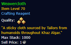 Weavercloth Bolt (Tier 1 ~ Tier 13)