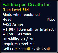 Earthforged Greathelm Item Level 564