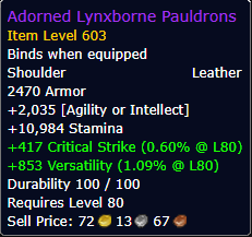 You will get the Adorned Lynxborne Pauldrons - Leather Shoulder by mail/face-to-face trade.