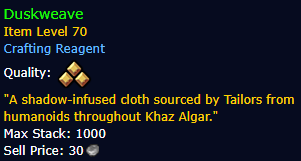 Duskweave (Tier 1 - Tier 3)