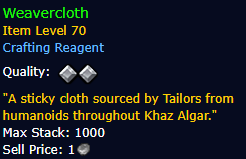 Weavercloth Bolt (Tier 1 ~ Tier 13)