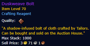 Duskweave Bolt (Tier 1 - Tier 3)