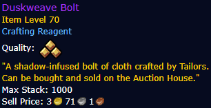 Duskweave Bolt (Tier 1 - Tier 3)
