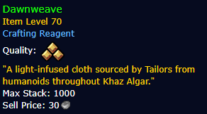 Dawnweave (Tier 1 ~ Tier 3)