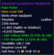 You will get the Adorned Lynxborne Pauldrons - Leather Shoulder by mail/face-to-face trade.