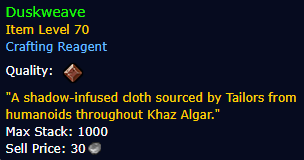 Duskweave (Tier 1 - Tier 3)