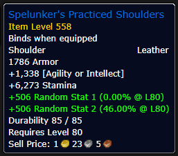 Spelunker's Practiced Shoulders Item Level 558