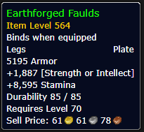 Earthforged Faulds Item Level 564