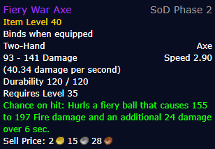 [WoW Classic SoD]Fiery War Axe