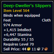 Deep-Dweller's Slippers Item Level 564