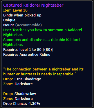 Captured Kaldorei Nightsaber