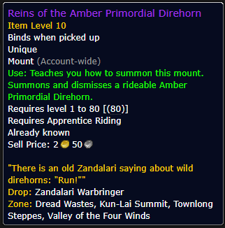 Reins of the Amber Primordial Direhorn