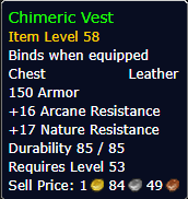 [WoW Classic ERA] Chimeric Vest Item Level 58 (Leather Chest)
