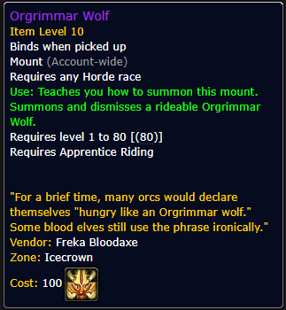 Orgrimmar Wolf(Horde)