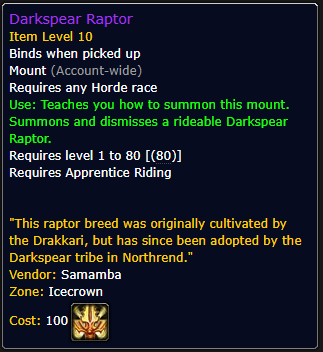Darkspear Raptor(Horde)