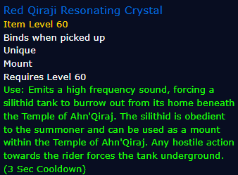 [WoW Classic ERA] Red Qiraji Resonating Crystal (Rare Drop Mount)