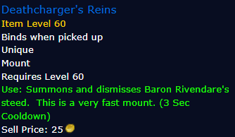 [WoW Classic ERA] Deathcharger's Reins (Rare Drop Mount)