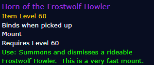 [WoW Classic ERA] Horn of the Frostwolf Howler (Faction Reputation Mount)