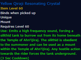[WoW Classic ERA] Yellow Qiraji Resonating Crystal (Rare Drop Mount)