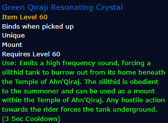 [WoW Classic ERA] Green Qiraji Resonating Crystal (Rare Drop Mount)
