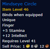 [WoW Classic ERA] Mindseye Circle Item Level 46 (Finger)