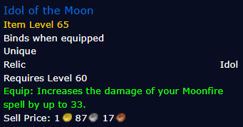 [WoW Classic ERA] Idol of the Moon Item Level 65(Relic - Idol)
