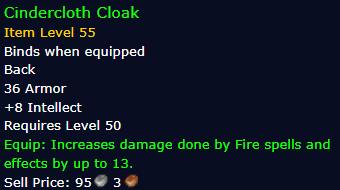 [WoW Classic ERA] Cindercloth Cloak (Cloak)