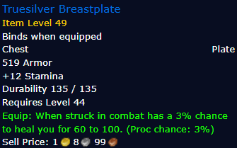 [WoW Classic ERA] Truesilver Breastplate Item Level 49 (Plate Chest)