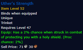 [WoW Classic ERA] Uther's Strength Item Level 52 (Trinket)